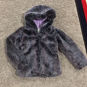 American Widgeon Kids purple Faux Fur Hooded Coat - size 7